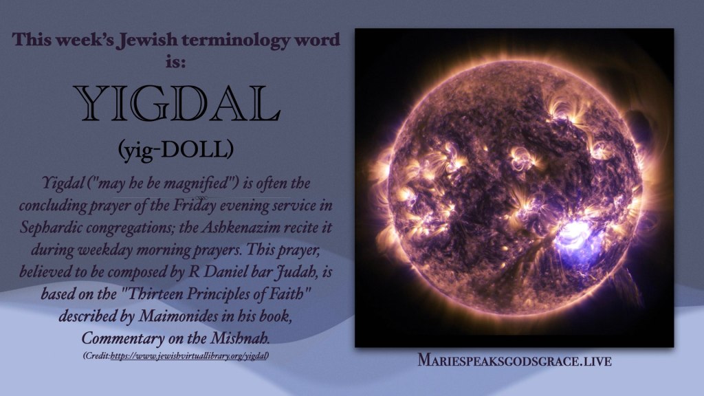 This week’s Jewish terminology word is:&nbsp;Yigdal